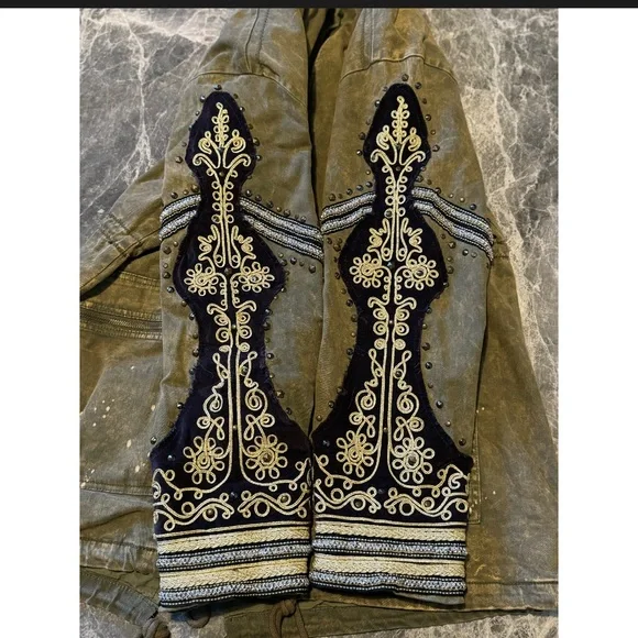 Free People Golden Quills Military Jacket size M - Picture 7 of 13